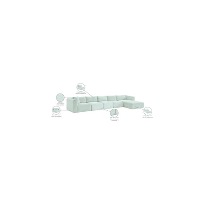 Shaggy Mint Corduroy Performance Fabric Modular Sectional