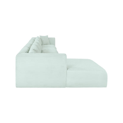 Shaggy Mint Corduroy Performance Fabric Modular Sectional