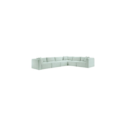 Shaggy Mint Corduroy Performance Fabric Modular Sectional