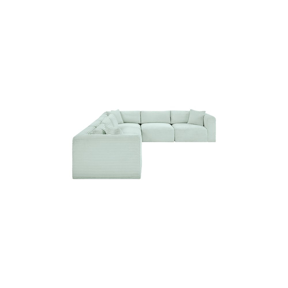 Shaggy Mint Corduroy Performance Fabric Modular Sectional