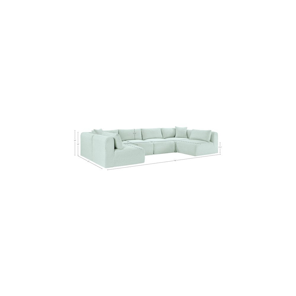 Shaggy Mint Corduroy Performance Fabric Modular Sectional
