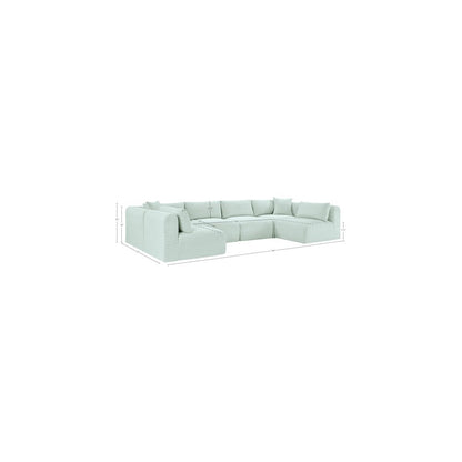 Shaggy Mint Corduroy Performance Fabric Modular Sectional