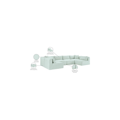 Shaggy Mint Corduroy Performance Fabric Modular Sectional