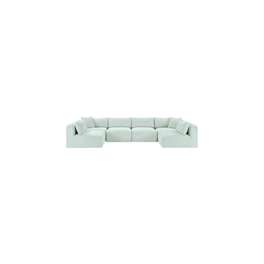 Shaggy Mint Corduroy Performance Fabric Modular Sectional