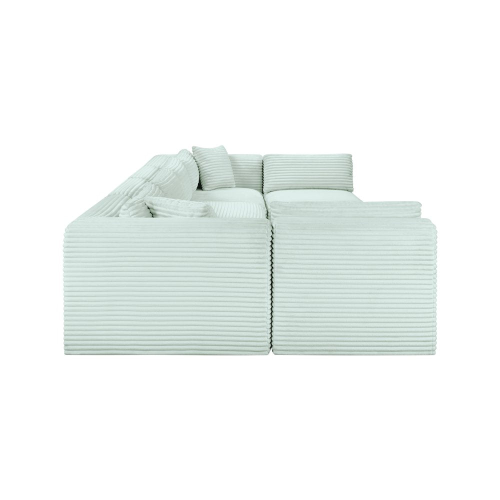 Shaggy Mint Corduroy Performance Fabric Modular Sectional