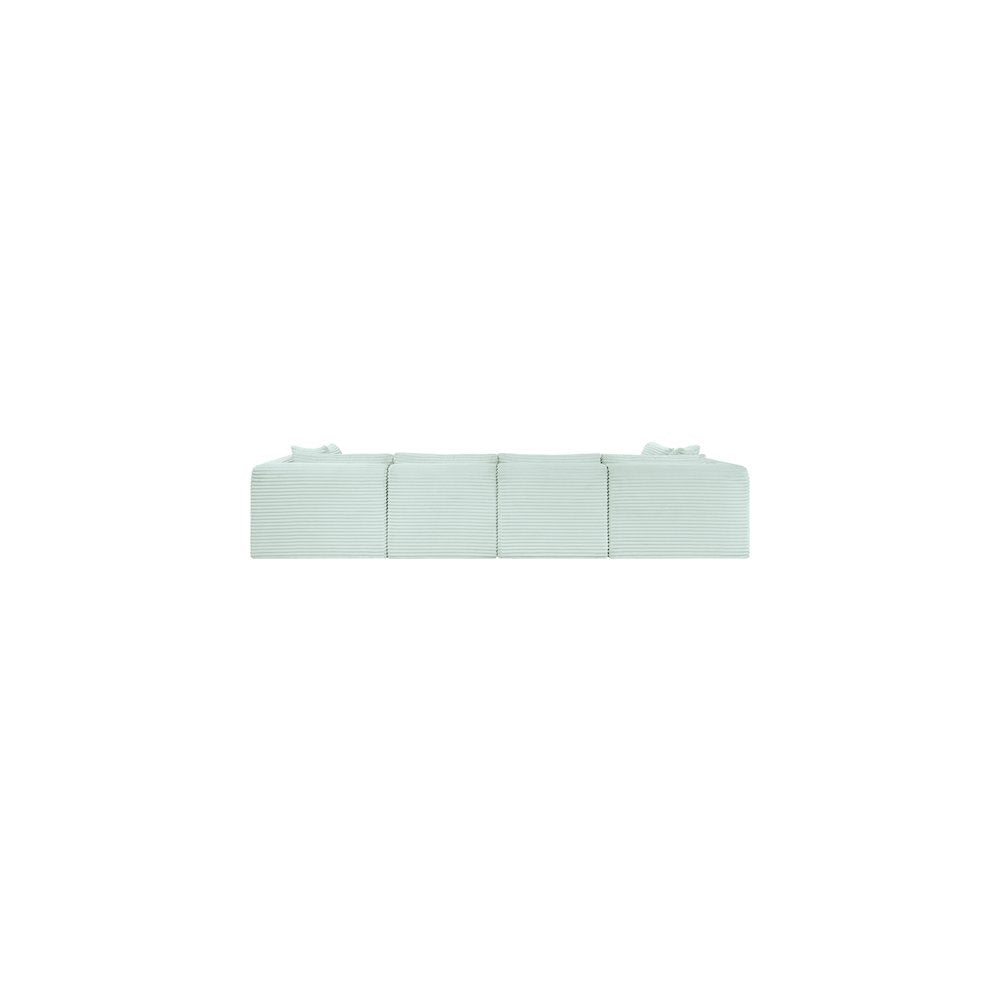 Shaggy Mint Corduroy Performance Fabric Modular Sectional