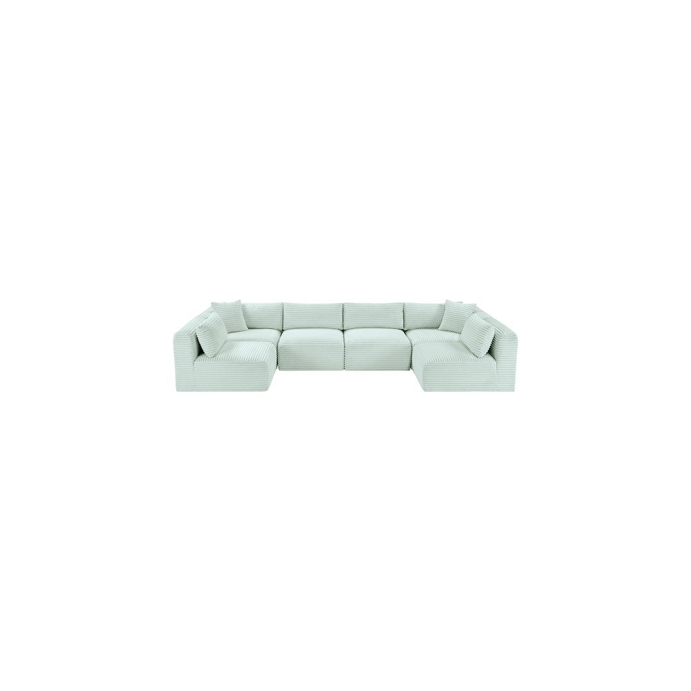 Shaggy Mint Corduroy Performance Fabric Modular Sectional