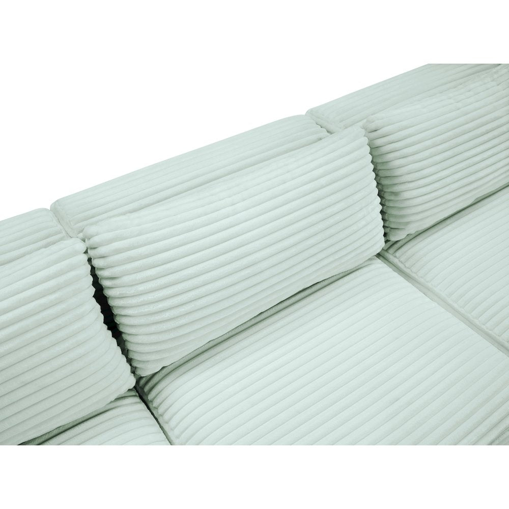Shaggy Mint Corduroy Performance Fabric Modular Sectional