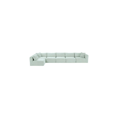 Shaggy Mint Corduroy Performance Fabric Modular Sectional