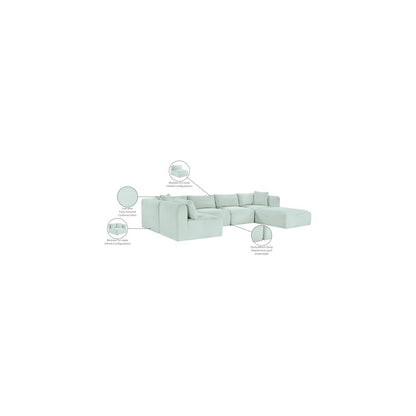 Shaggy Mint Corduroy Performance Fabric Modular Sectional