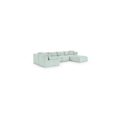 Shaggy Mint Corduroy Performance Fabric Modular Sectional