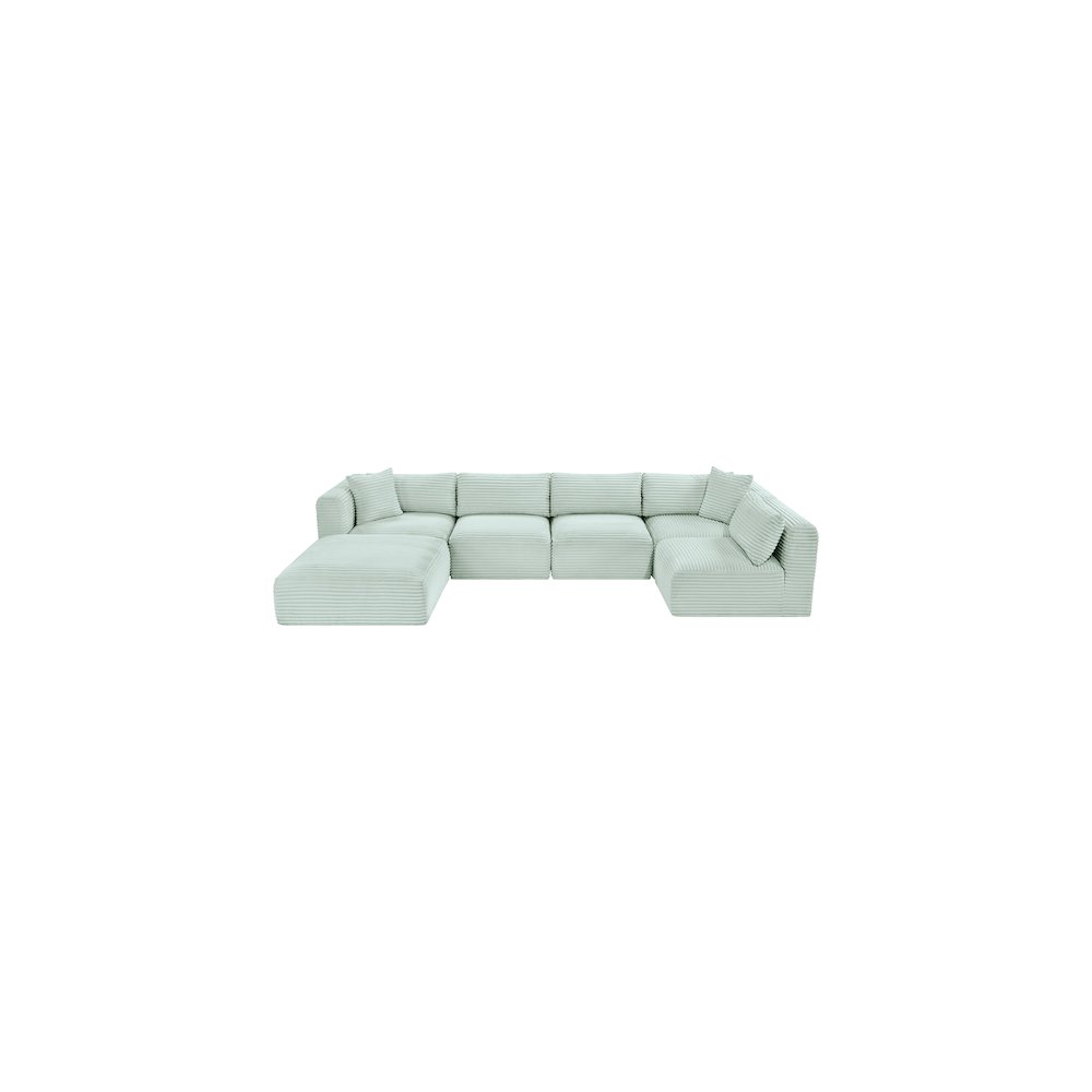 Shaggy Mint Corduroy Performance Fabric Modular Sectional