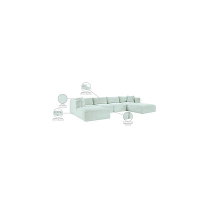 Shaggy Mint Corduroy Performance Fabric Modular Sectional