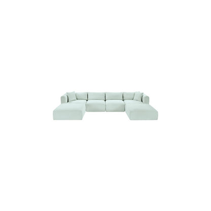 Shaggy Mint Corduroy Performance Fabric Modular Sectional