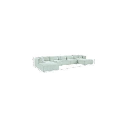 Shaggy Mint Corduroy Performance Fabric Modular Sectional