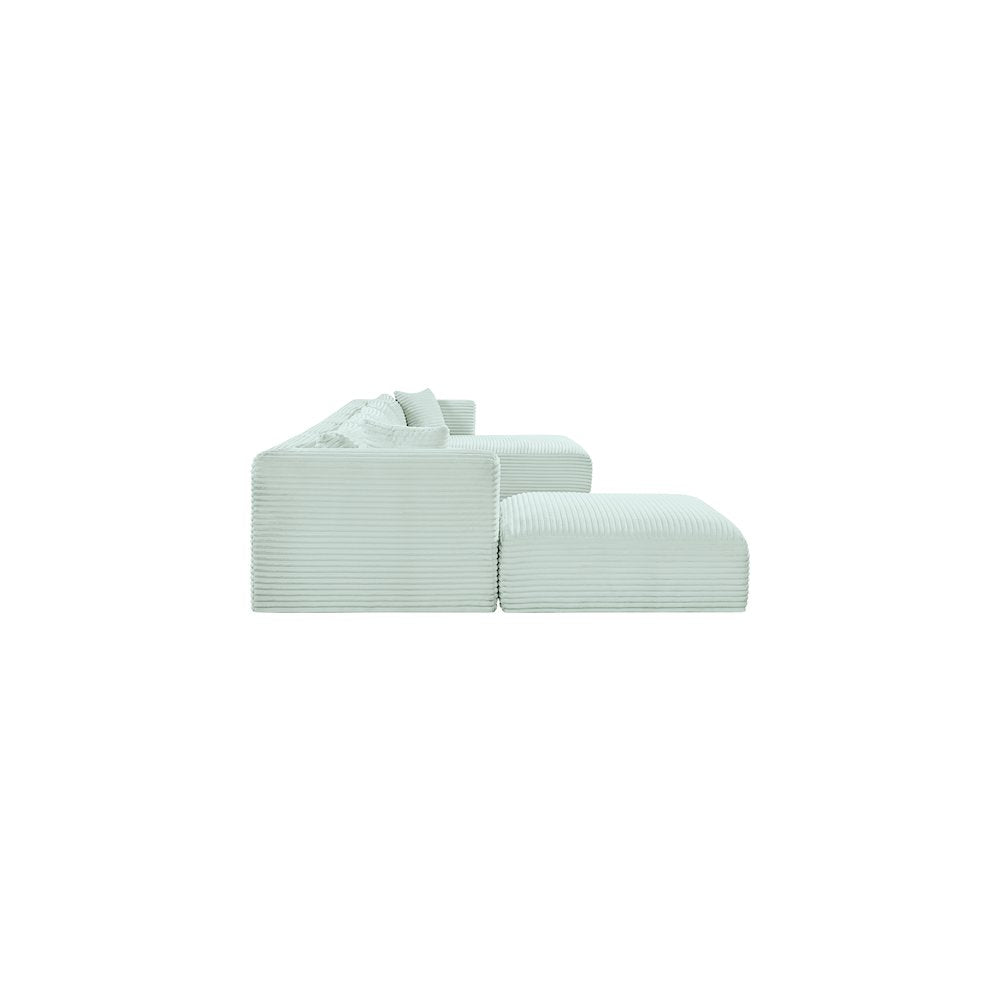 Shaggy Mint Corduroy Performance Fabric Modular Sectional