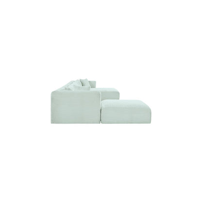 Shaggy Mint Corduroy Performance Fabric Modular Sectional