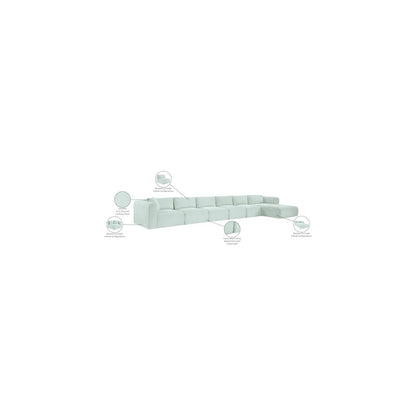 Shaggy Mint Corduroy Performance Fabric Modular Sectional