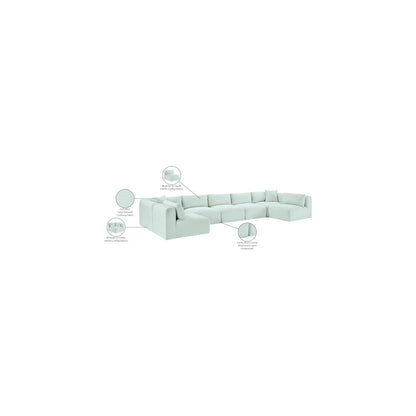 Shaggy Mint Corduroy Performance Fabric Modular Sectional