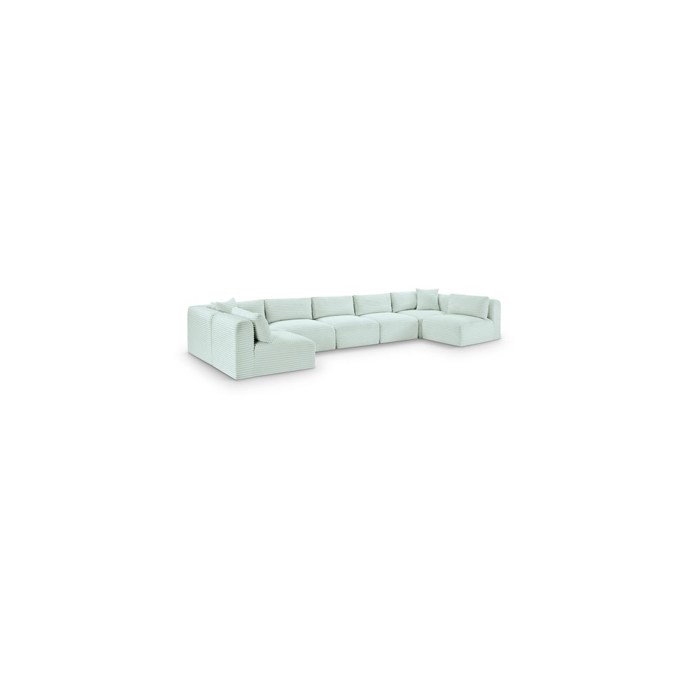 Shaggy Mint Corduroy Performance Fabric Modular Sectional