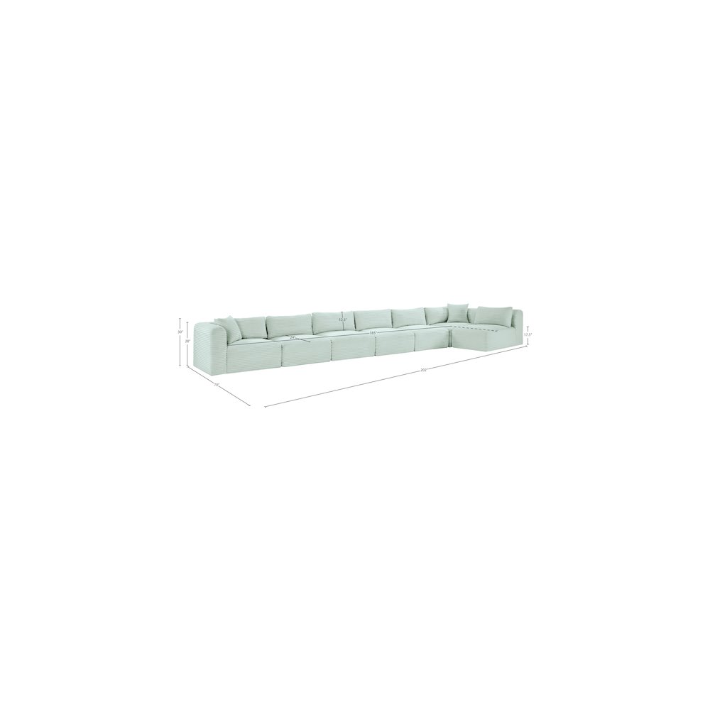 Shaggy Mint Corduroy Performance Fabric Modular Sectional
