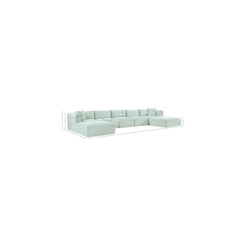Shaggy Mint Corduroy Performance Fabric Modular Sectional