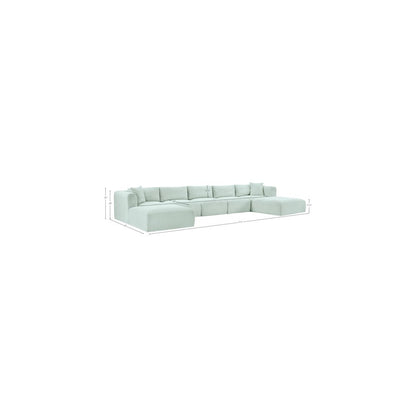 Shaggy Mint Corduroy Performance Fabric Modular Sectional
