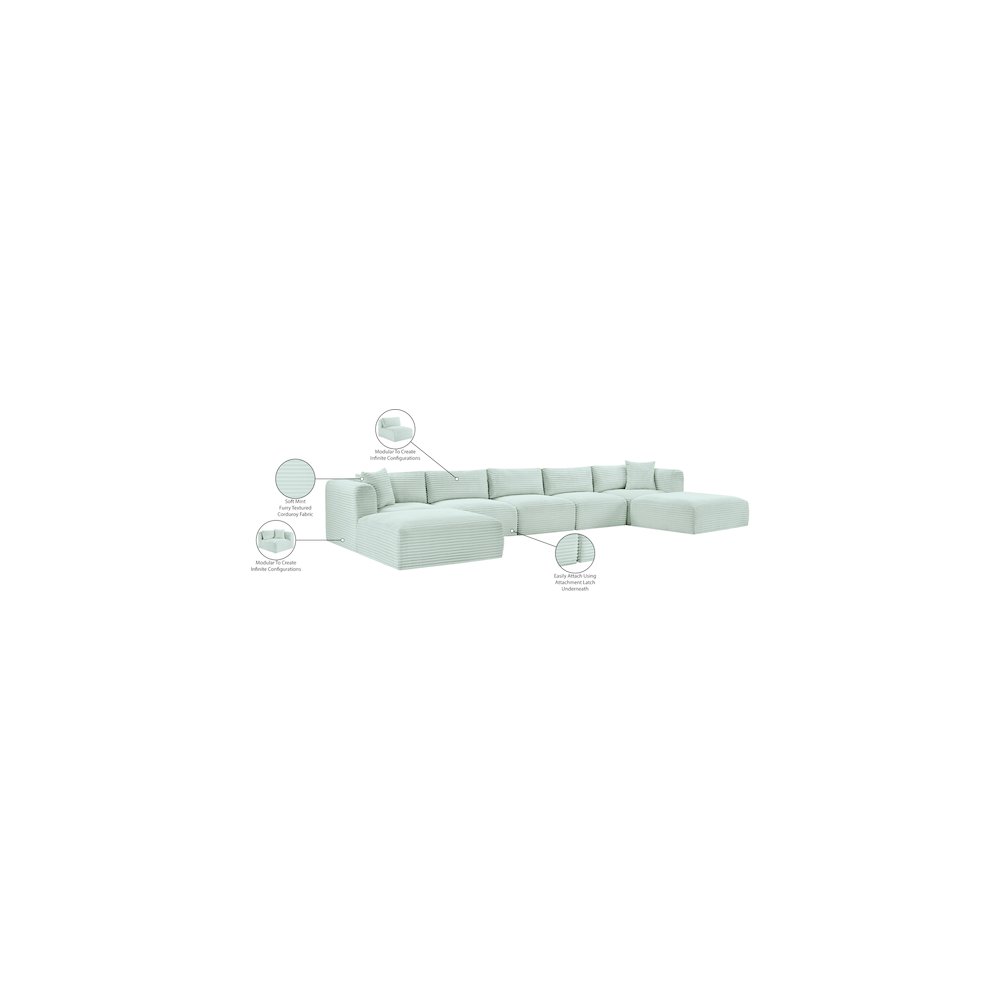 Shaggy Mint Corduroy Performance Fabric Modular Sectional