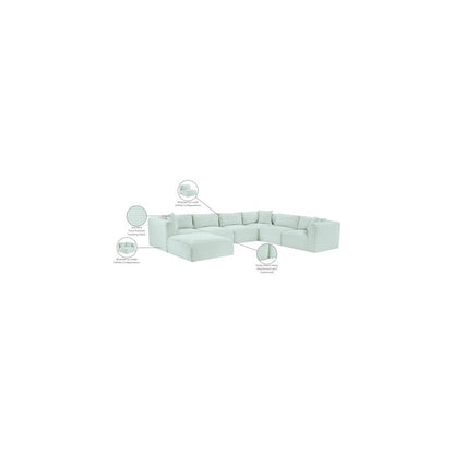 Shaggy Mint Corduroy Performance Fabric Modular Sectional