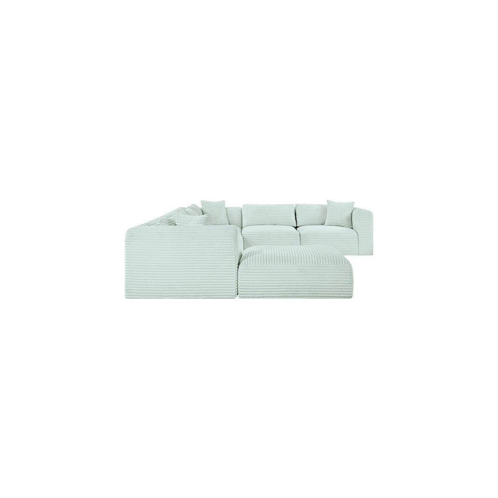 Shaggy Mint Corduroy Performance Fabric Modular Sectional