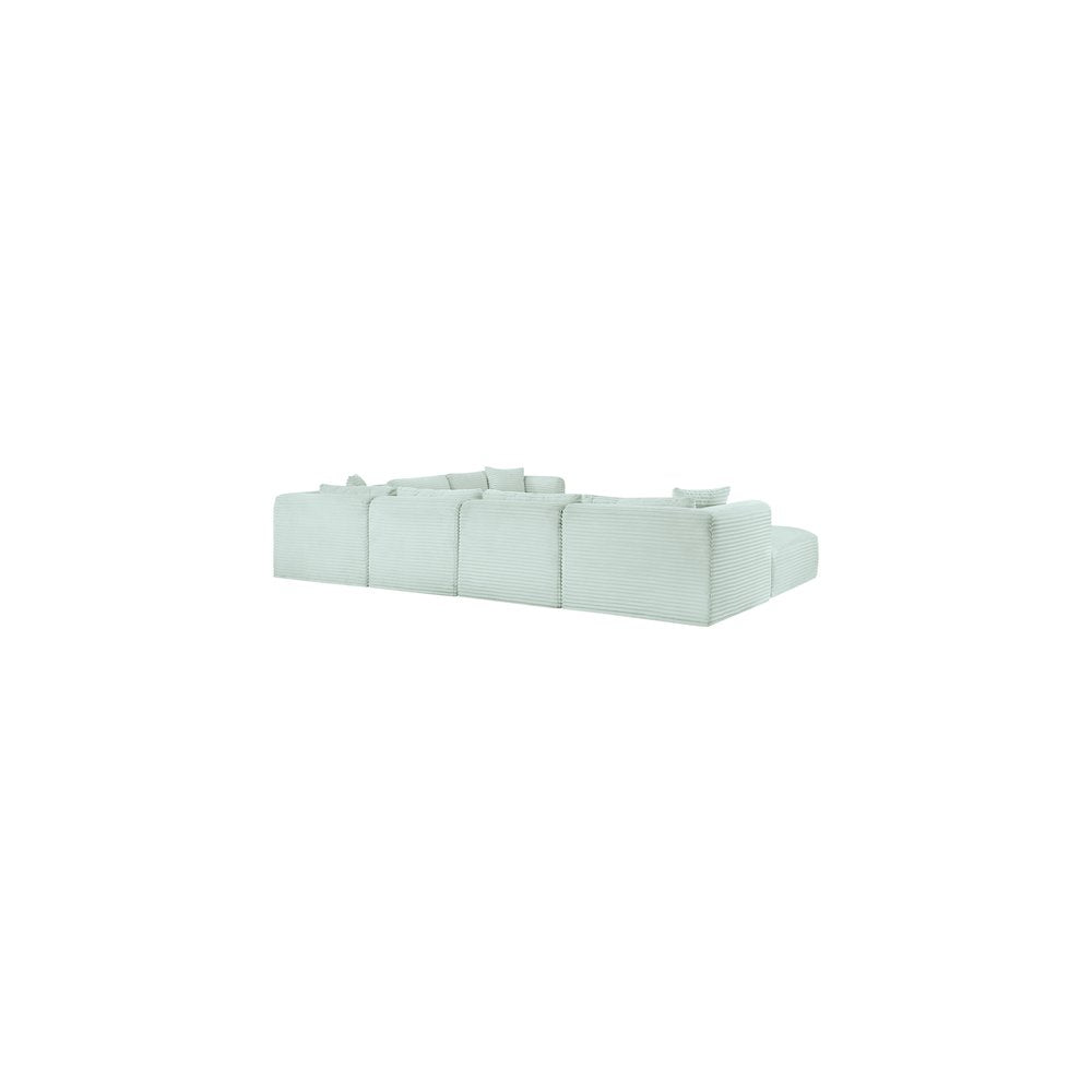 Shaggy Mint Corduroy Performance Fabric Modular Sectional