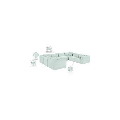 Shaggy Mint Corduroy Performance Fabric Modular Sectional