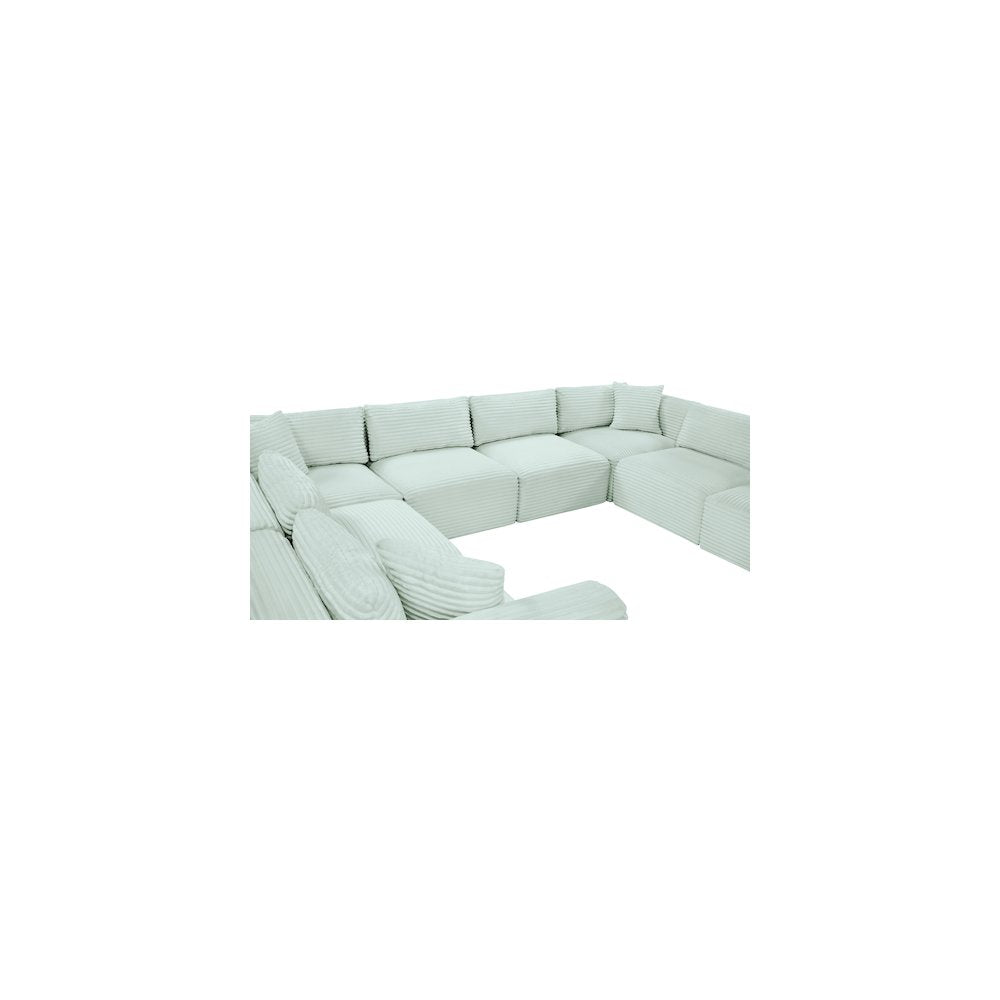 Shaggy Mint Corduroy Performance Fabric Modular Sectional