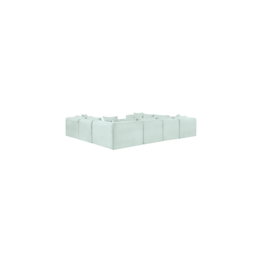 Shaggy Mint Corduroy Performance Fabric Modular Sectional