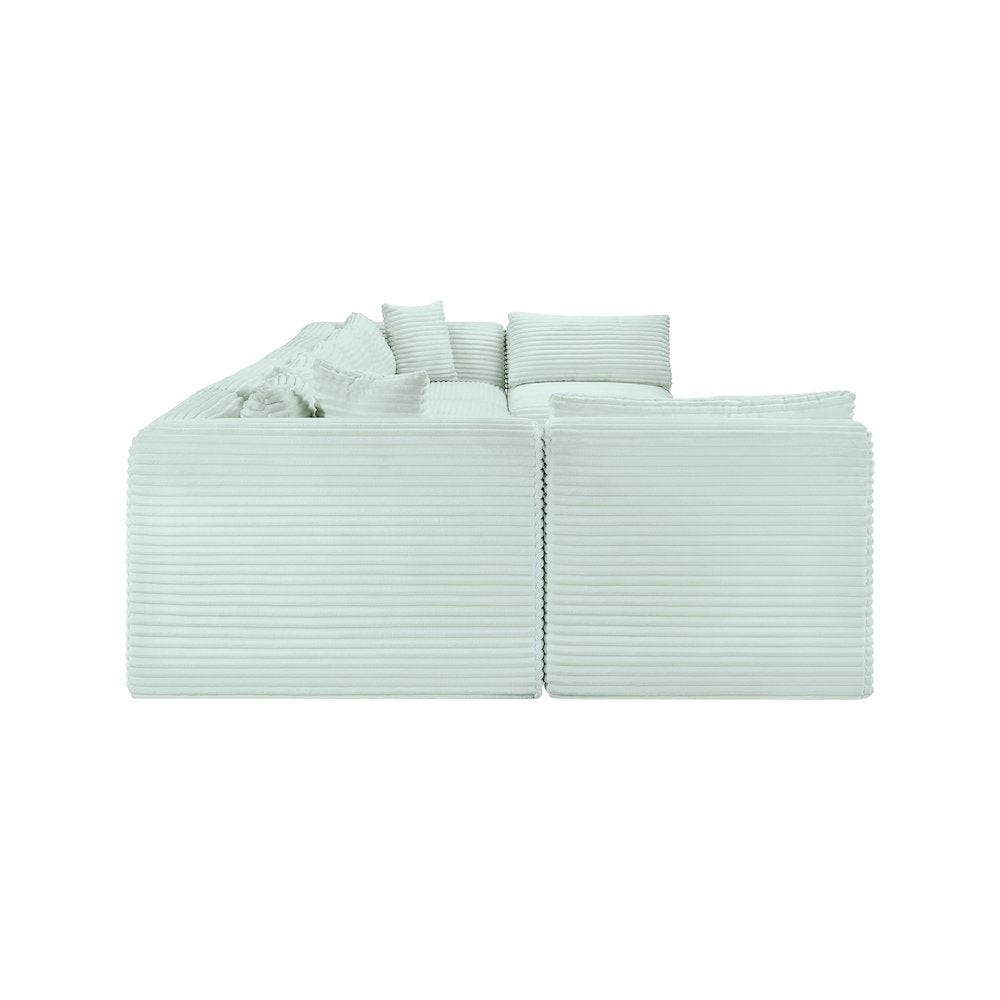 Shaggy Mint Corduroy Performance Fabric Modular Sectional