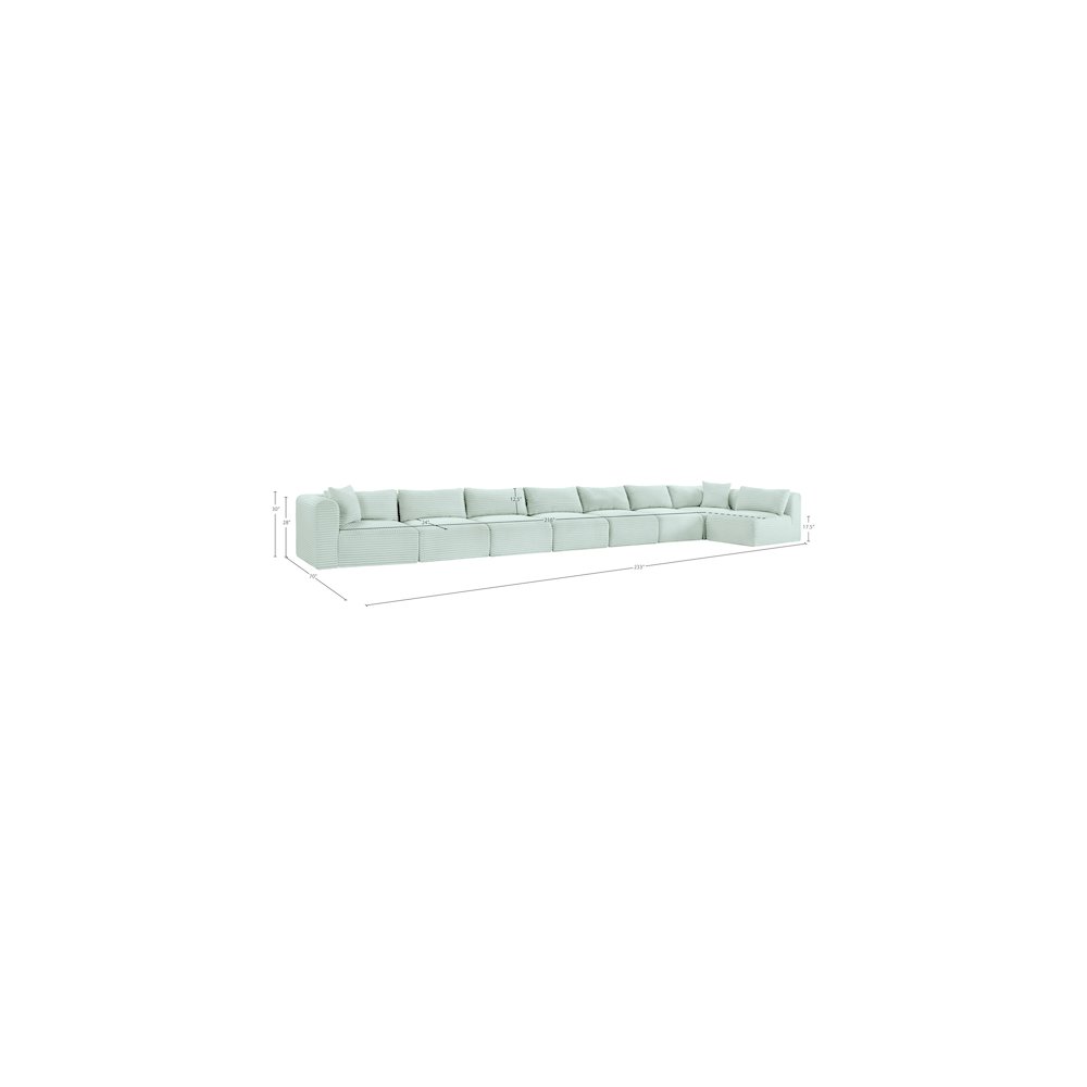 Shaggy Mint Corduroy Performance Fabric Modular Sectional