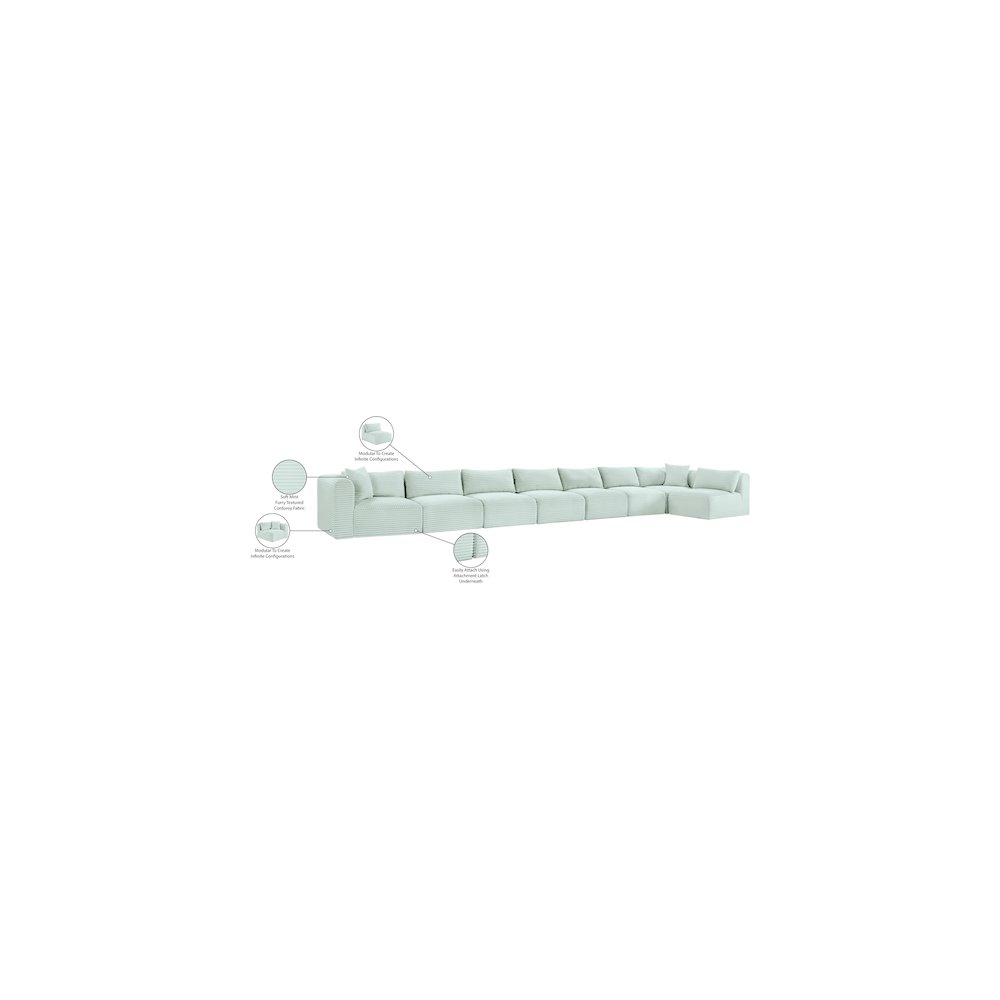 Shaggy Mint Corduroy Performance Fabric Modular Sectional
