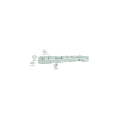 Shaggy Mint Corduroy Performance Fabric Modular Sectional