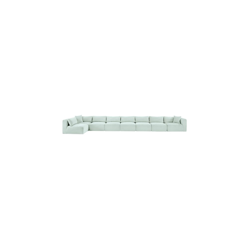 Shaggy Mint Corduroy Performance Fabric Modular Sectional