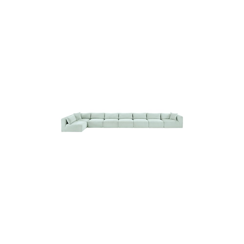 Shaggy Mint Corduroy Performance Fabric Modular Sectional