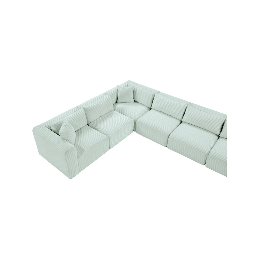 Shaggy Mint Corduroy Performance Fabric Modular Sectional