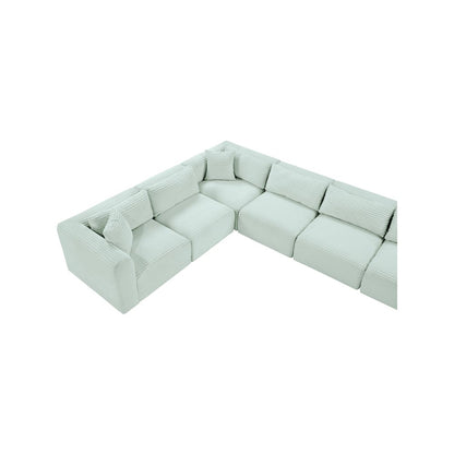 Shaggy Mint Corduroy Performance Fabric Modular Sectional
