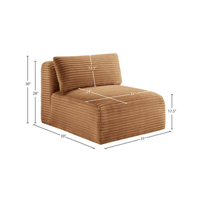 Shaggy Saddle Corduroy Performance Fabric Armless Chair