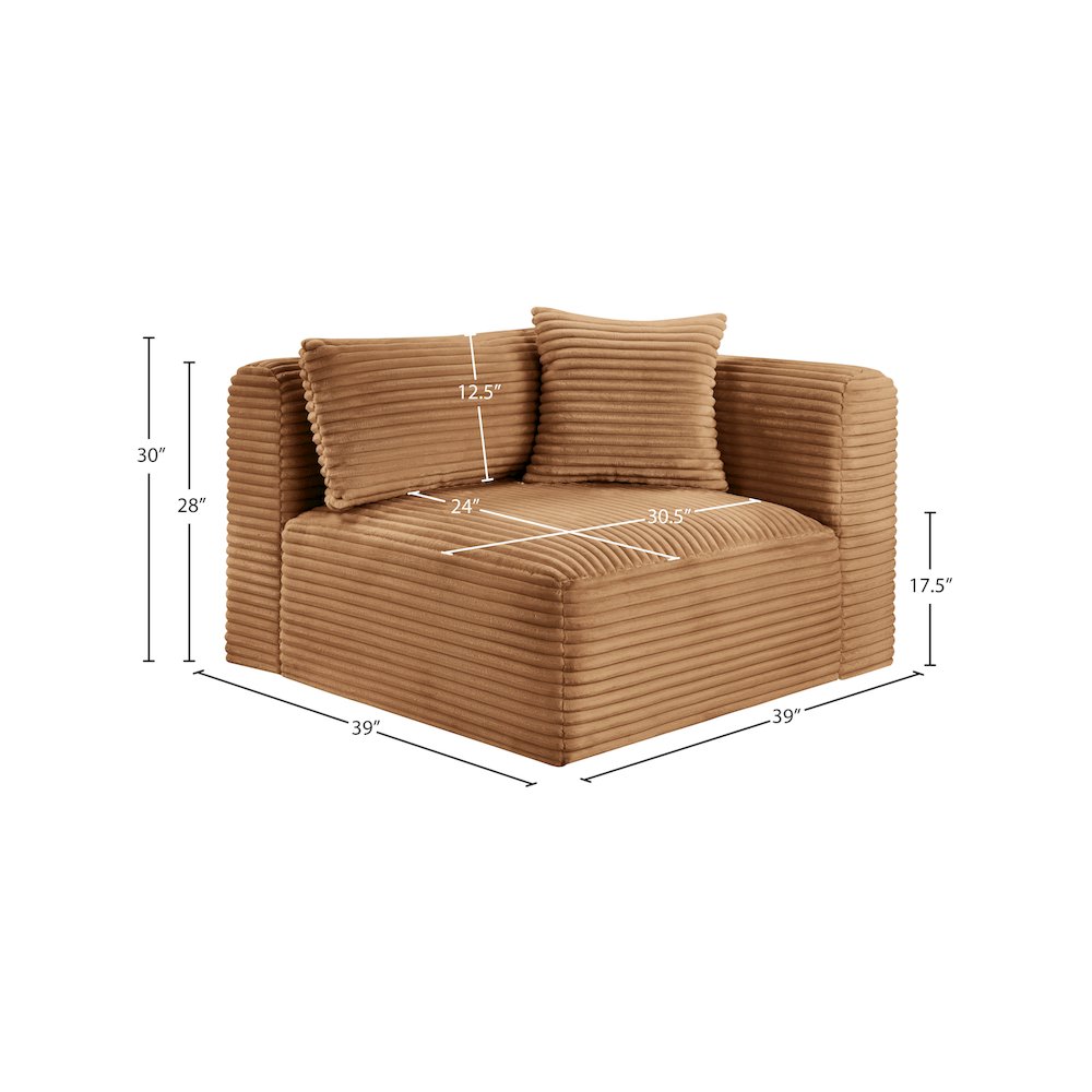 Shaggy Saddle Corduroy Performance Fabric Corner Chair