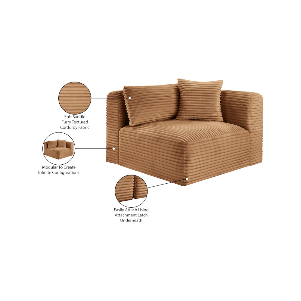 Shaggy Saddle Corduroy Performance Fabric Corner Chair