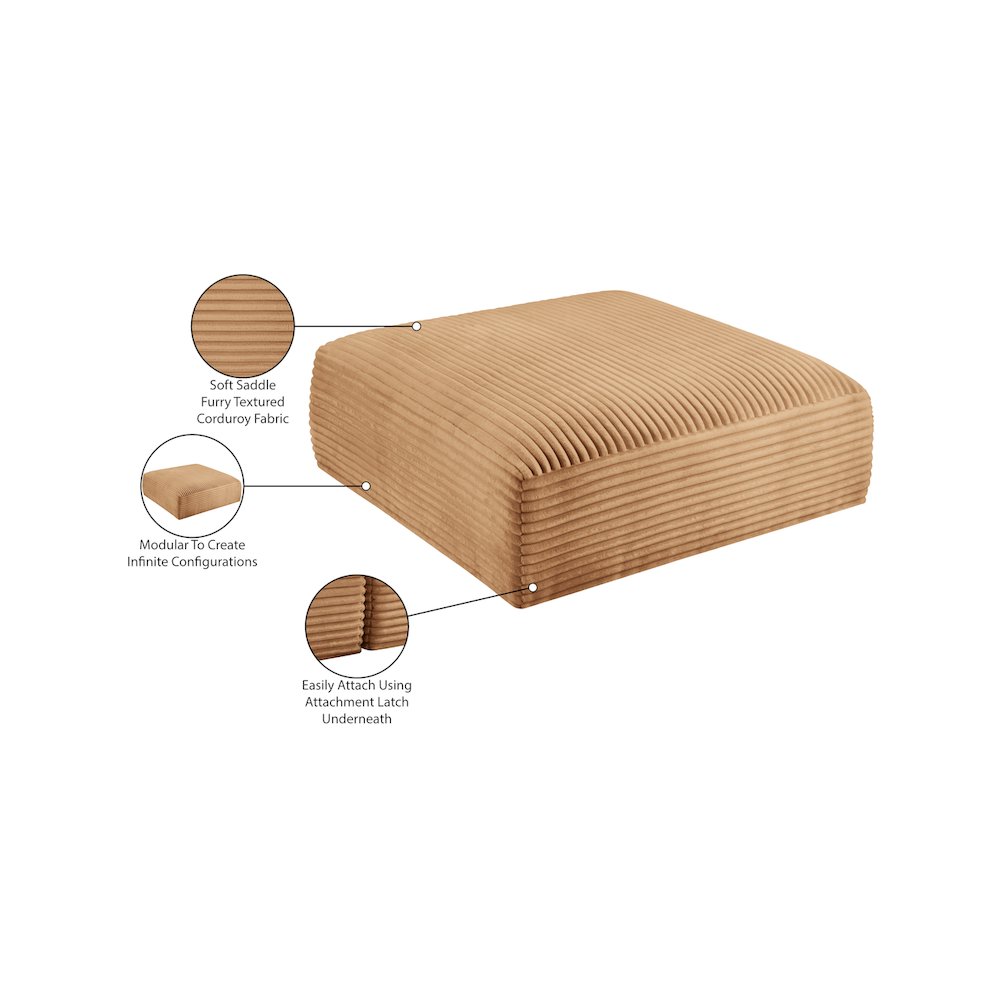 Shaggy Saddle Corduroy Performance Fabric Ottoman