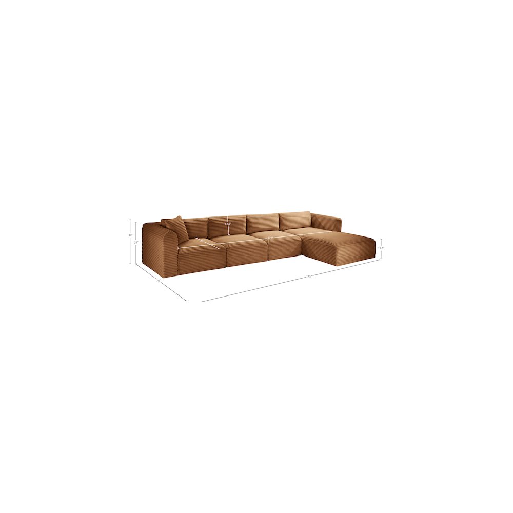 Shaggy Saddle Corduroy Performance Fabric Modular Sectional