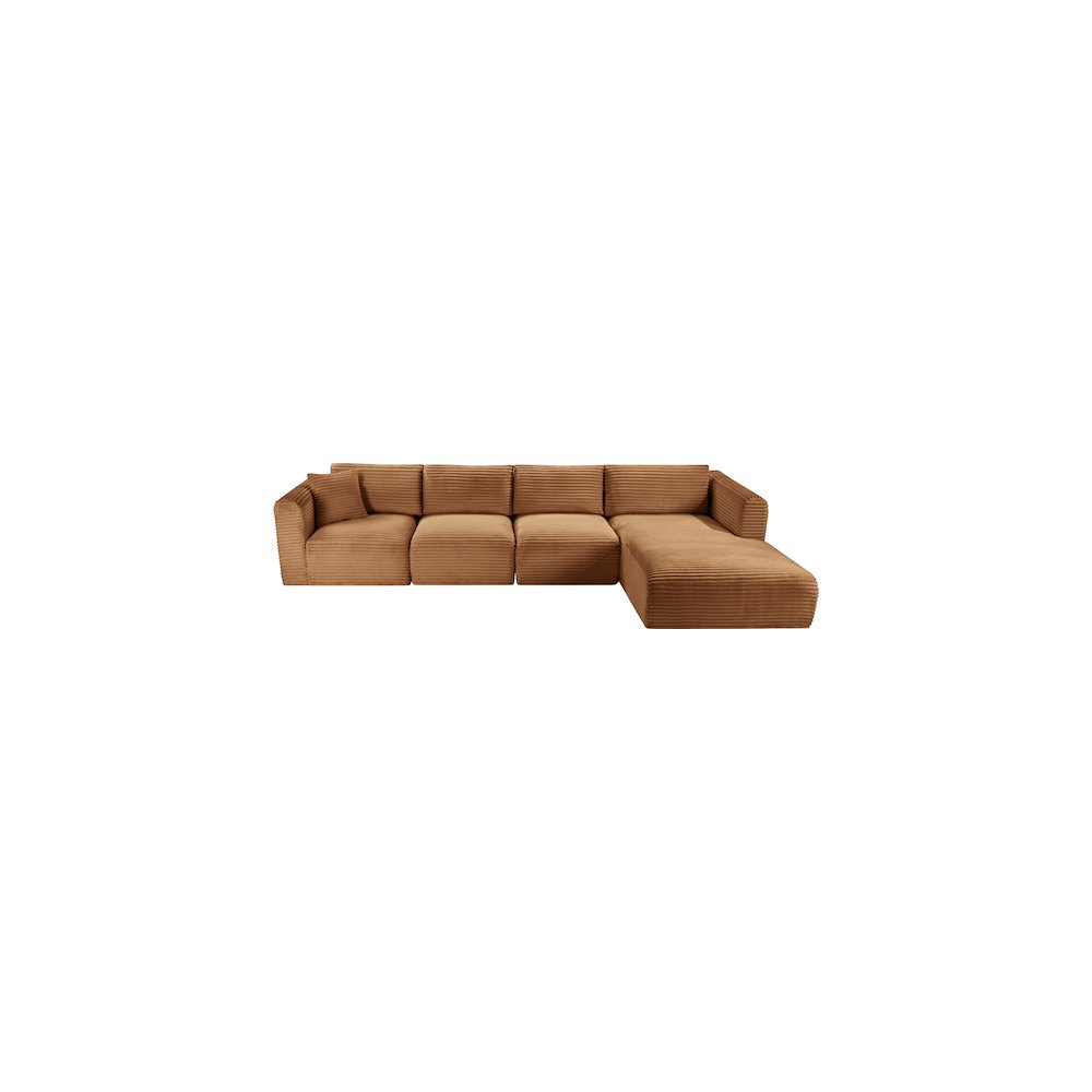 Shaggy Saddle Corduroy Performance Fabric Modular Sectional