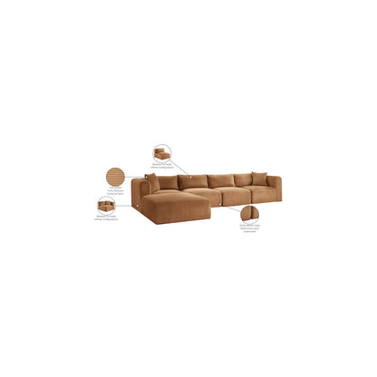 Shaggy Saddle Corduroy Performance Fabric Modular Sectional