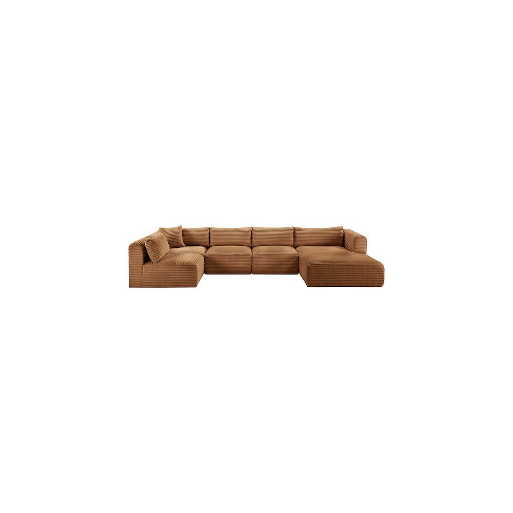 Shaggy Saddle Corduroy Performance Fabric Modular Sectional